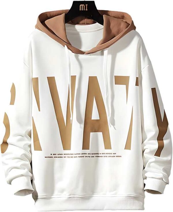 White Graphic Print Hoodie