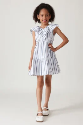 Little Miss Stripes Ruffle Cotton Dress
