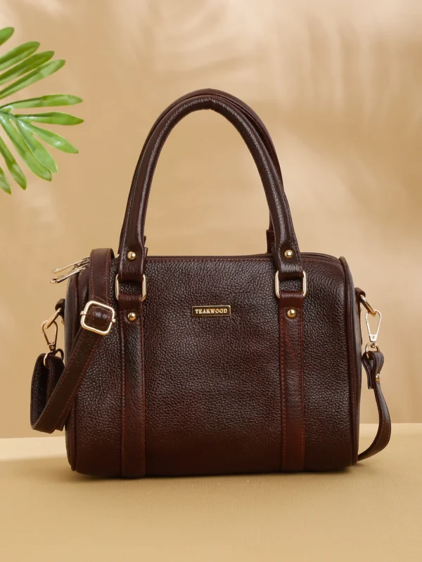 Teakwood Luxe Barrel Satchel