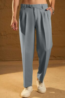 Men's Grey Slim-Fit Trousers