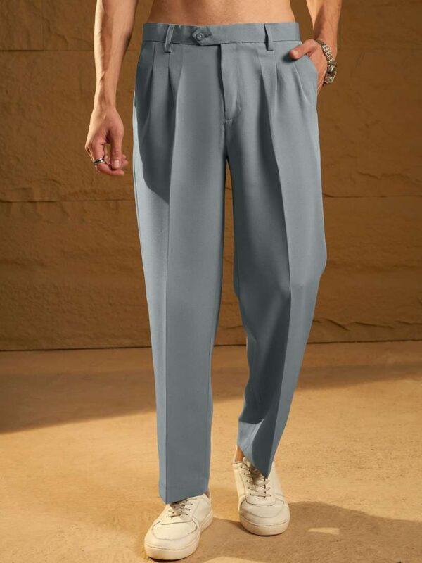 Men's Grey Slim-Fit Trousers