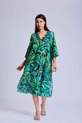 Tropical Breeze Printed Kaftan Dress